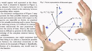A picture of two hands, one holding a red marker, hovering over a page of a computer science research paper with a diagram and some text.